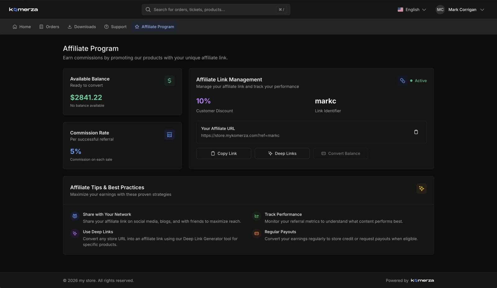Affiliate Dashboard