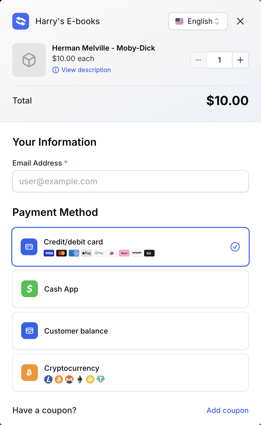 Embeddable checkout widget